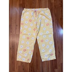 Life Is Good Women's Daisy Print Drawstring Sleep Pajama Pants Yellow White XXL